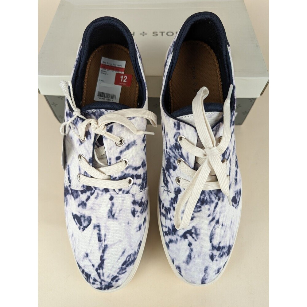 Sun + Stone Kiva Casual Sneakers Mens 12M Blue Tie Dye Lace Up Low Top Shoes NWB - Picture 5 of 11